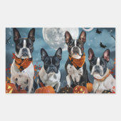 Boston Terrier Halloween Spooky Rechteckiger Aufkleber (Vorderseite)