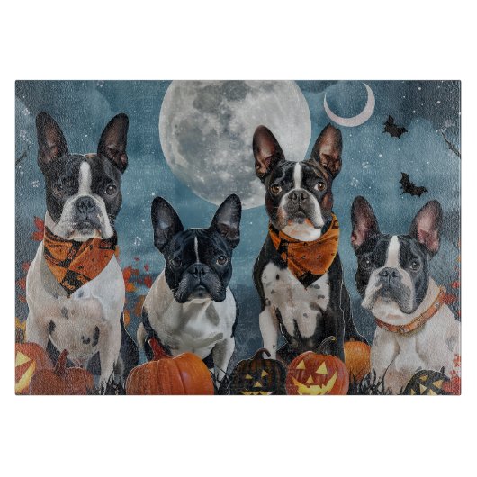 Boston Terrier Halloween Spooky Schneidebrett (Vorderseite)