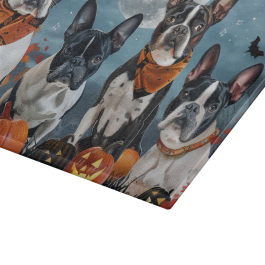 Boston Terrier Halloween Spooky Schneidebrett (Ecke)