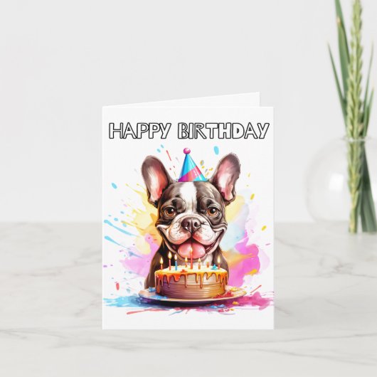 Boston Terrier Happy Birthday Karte (Vorderseite)