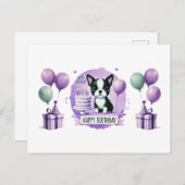 Boston Terrier Happy Birthday Postcard Postkarte (Vorne/Hinten)