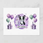 Boston Terrier Happy Birthday Postcard Postkarte (Vorderseite)