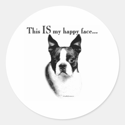Boston Terrier Happy Face - Aufkleber (Vorderseite)