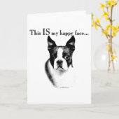Boston Terrier Happy Face Karte (Gelbe Blume)