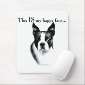 Boston Terrier Happy Face Mousepad (Mit Mouse)
