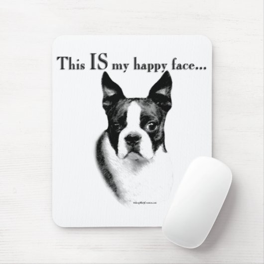 Boston Terrier Happy Face Mousepad (Mit Mouse)