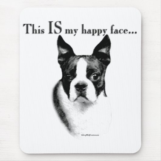 Boston Terrier Happy Face Mousepad (Vorne)