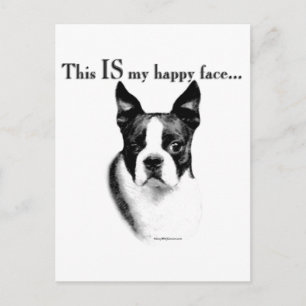 Boston Terrier Happy Face Postkarte