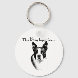 Boston Terrier Happy Face Schlüsselanhänger