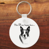 Boston Terrier Happy Face Schlüsselanhänger (Vorderseite)
