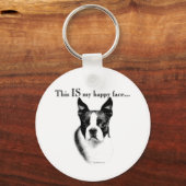 Boston Terrier Happy Face Schlüsselanhänger (Vorderseite)