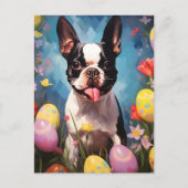 Boston Terrier Happy Oaster Postkarte (Vorderseite)