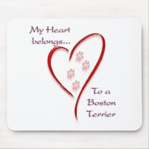 Boston Terrier Heart Belongs Mousepad