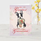 Boston Terrier Heart Grandma Karte (Gelbe Blume)