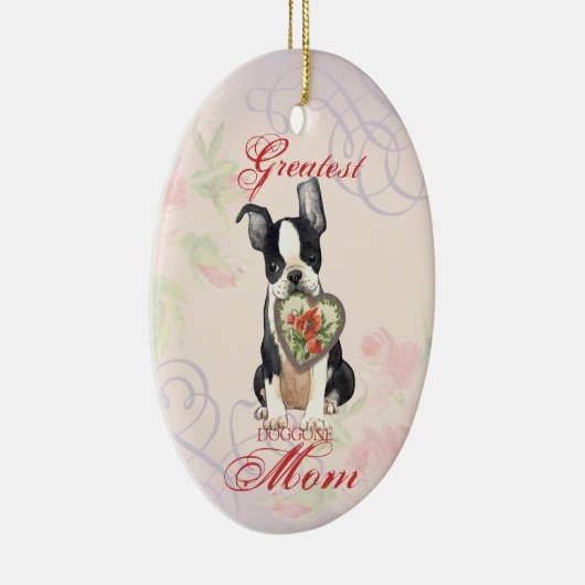 Boston Terrier Heart Mama Keramik Ornament (Rechts)