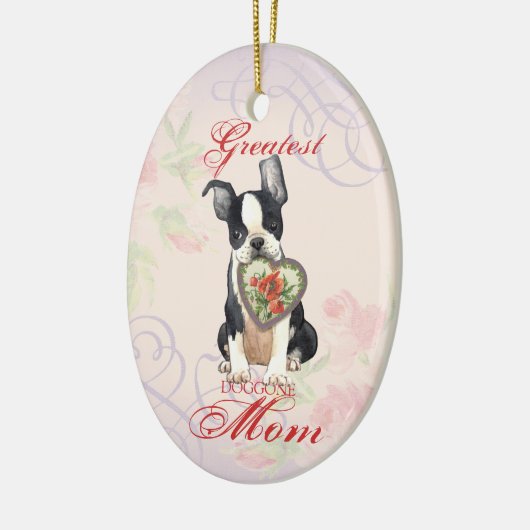 Boston Terrier Heart Mama Keramik Ornament (Links)