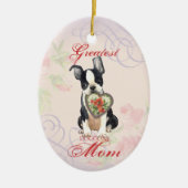 Boston Terrier Heart Mama Keramik Ornament (Vorne)