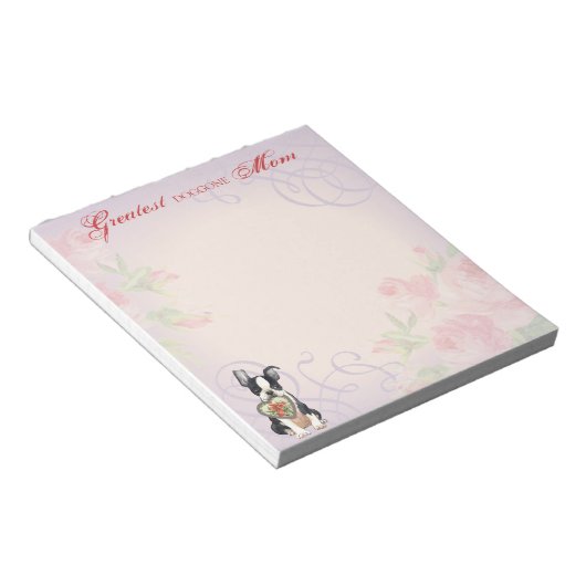 Boston Terrier Heart Mama Notizblock (angewinkelt)