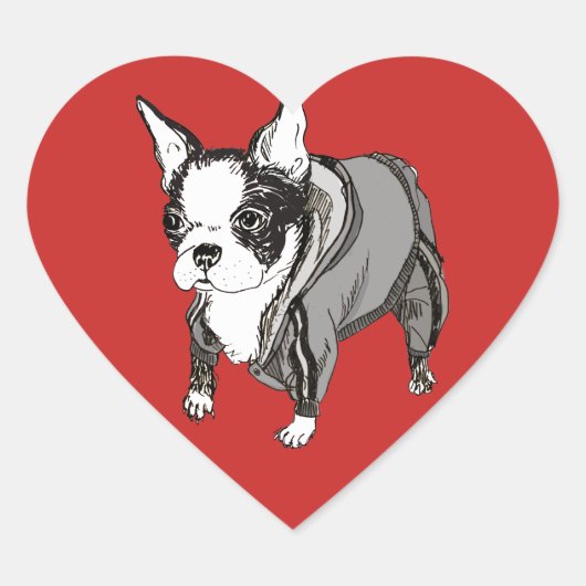 Boston Terrier Heart Shaped Sticker (Vorderseite)