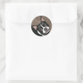 Boston Terrier: Helles Gesicht Runder Aufkleber (Tasche)