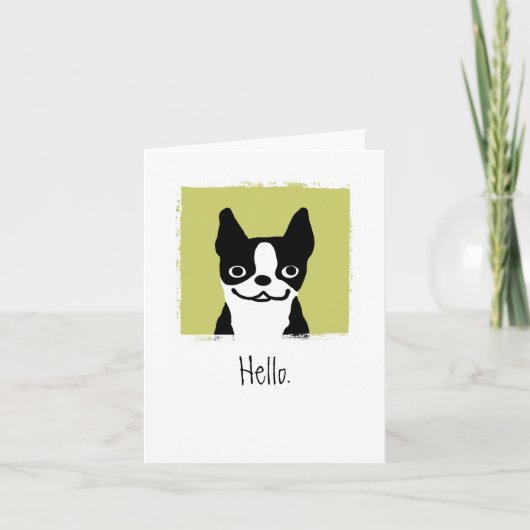 Boston Terrier "Hello" | Niedlicher Cartoon Dog Cu Karte (Vorderseite)