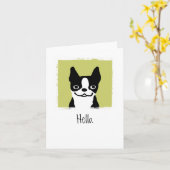 Boston Terrier "Hello" | Niedlicher Cartoon Dog Cu Karte (Gelbe Blume)