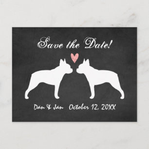Boston Terrier Hochzeit Save the Date Ankündigungspostkarte