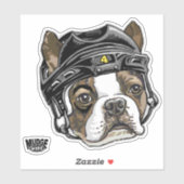 Boston Terrier Hockey Helmet 4 Aufkleber (Blatt)
