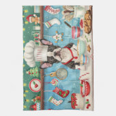 Boston Terrier Holiday Baking: Festliche Weihnacht Geschirrtuch (Vertikal)
