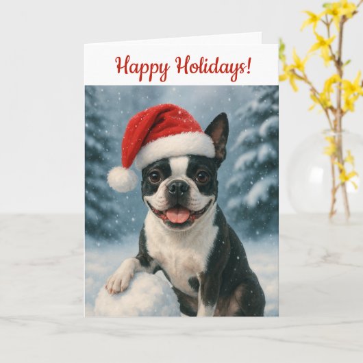 Boston Terrier Holiday Card Karte (Gelbe Blume)
