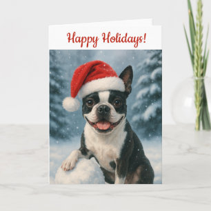 Boston Terrier Holiday Card Karte