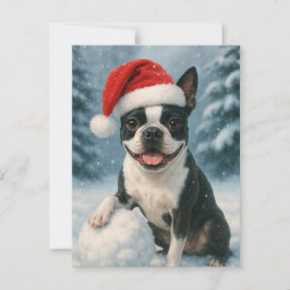 Boston Terrier Holiday Card Postkarte