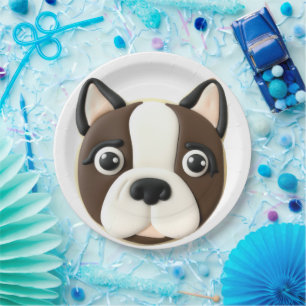Boston Terrier Hund 3D Inspiriert Pappteller