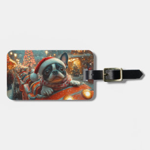 Boston Terrier Hund Achterbahn Weihnachten Gepäckanhänger