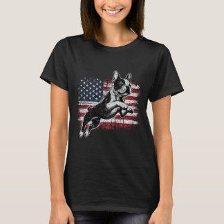 Boston Terrier Hund Amerikanische Flagge 4. Juli P T-Shirt