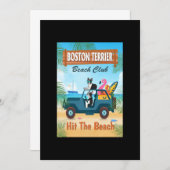 Boston Terrier Hund auf das Beach Funny Driving Ca Dankeskarte (Vorne/Hinten)