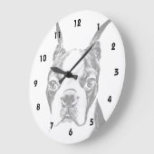 Boston Terrier Hund Große Wanduhr (Winkel)