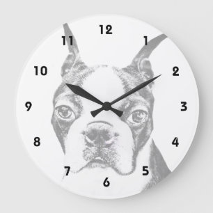 Boston Terrier Hund Große Wanduhr
