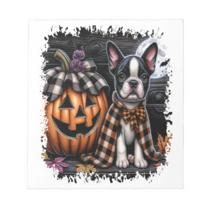 Boston Terrier Hund Halloween Notizblock