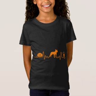 Boston Terrier Hund Herzschlag Kürbis Halloween T-Shirt