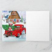 Boston Terrier Hund In Christmas Delivery Truck Karte (Innenseite)