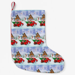 Boston Terrier Hund In Christmas Delivery Truck Kleiner Weihnachtsstrumpf
