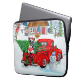 Boston Terrier Hund In Christmas Delivery Truck Laptopschutzhülle (Vorderseite Links)