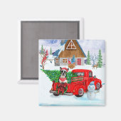 Boston Terrier Hund In Christmas Delivery Truck Magnet (Vorderseite/Rückseite)