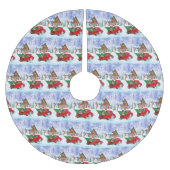 Boston Terrier Hund In Christmas Delivery Truck Polyester Weihnachtsbaumdecke (Vorderseite)