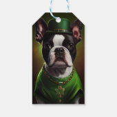 Boston Terrier Hund in St. Patrick's Day Dress Geschenkanhänger (Rückseite)