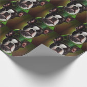Boston Terrier Hund in St. Patrick's Day Dress Geschenkpapier (Ecke)
