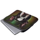 Boston Terrier Hund in St. Patrick's Day Dress Laptopschutzhülle (Vorne Knopf)