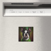 Boston Terrier Hund in St. Patrick's Day Dress Magnet (In Situ (Geschirrspüler))