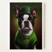 Boston Terrier Hund in St. Patrick's Day Dress Planer (Rückseite)